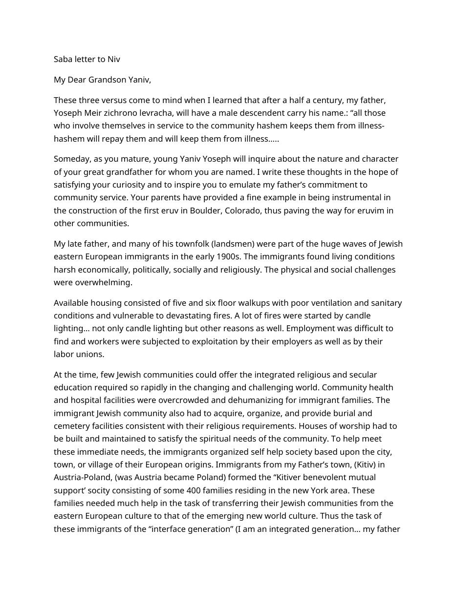 Original letter, page 1 of 3